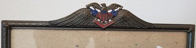 Vintage Silver Metal Brass Eagle Crest American Flag 7.5 x 10 Picture Frame