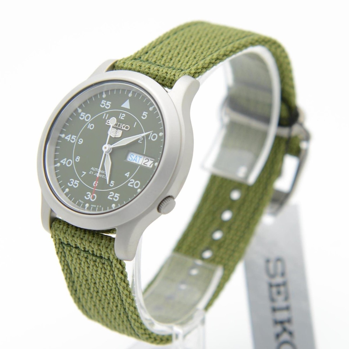 Seiko 5 SNK805K2 Automatic Green Nylon Military Style Analog Men's
