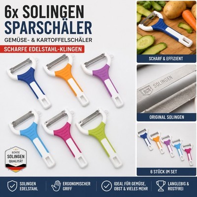 6x Solingen Sparschäler Gemüseschäler Kartoffelschäler Edelstahl Klingen Bunt