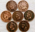 7 DIFFERENT Indian Head Cent Penny Lot Coins- 2 Will Be From The 1800s - #18