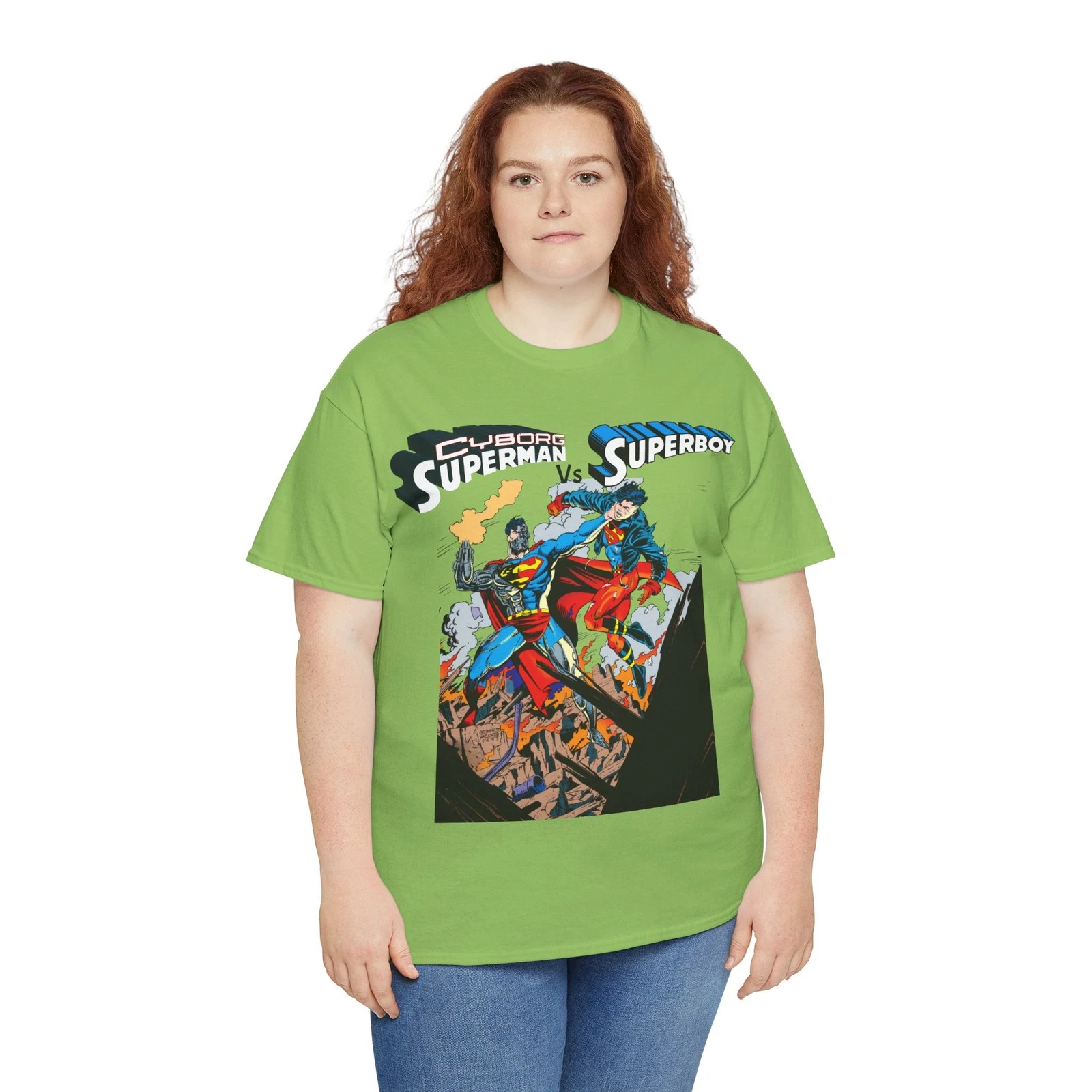 Cyborg Superman Vs Superboy T-Shirt - Tom Grummett Art - DC Comics