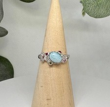 Larimar S925 Adjustable Ring 6.5/8MM w.certificate