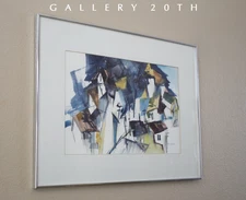 FAB! PAT DE WITT! MID CENTURY ABSTRACT PAINTING! WATERCOLOR 60S ORIG. ART VTG