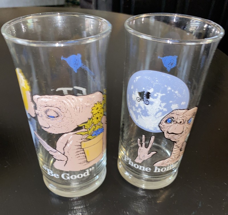 1982 E. T.  ET Glasses Pizza Hut Collector’s Series "Be Good" "Phone Home" Lot 2