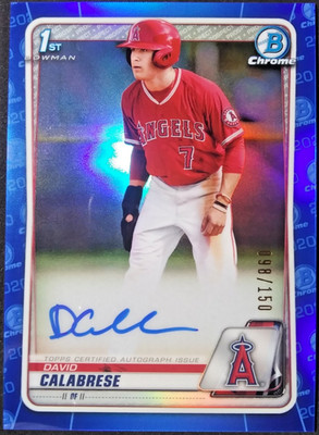2020 Bowman Draft Rookie Autograph /150 Blue Refractor #DC David Calabrese RC SP