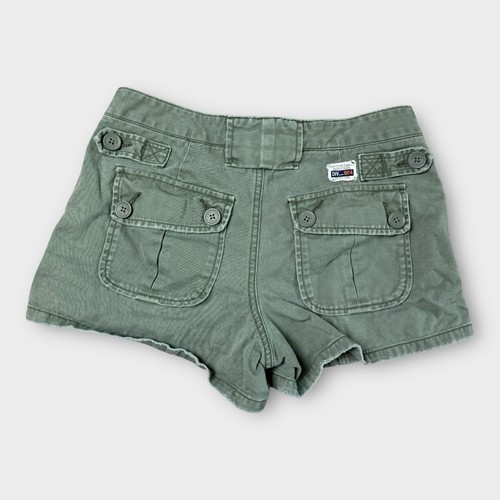 American Eagle Womens Size 2 Low Rise Utility Shorts Green Vintage Y2K 2000’s AE - Picture 2 of 8
