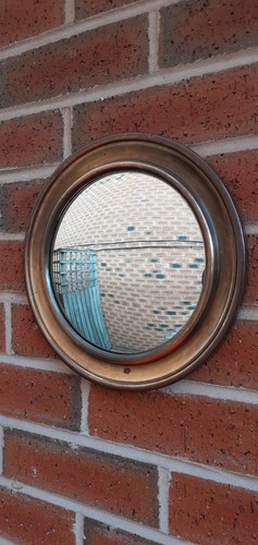 VINTAGE BRASS CONVEX MIRROR