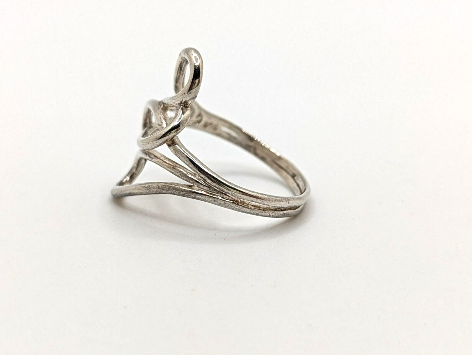 Vtg Sterling Silver Interlocking Open Double Hear… - image 3