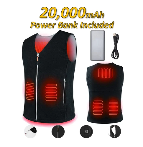 Heated Vest with 20000mAh Power Bank Lightweight USB Jacket Warmer Heating Coat - product listing photo