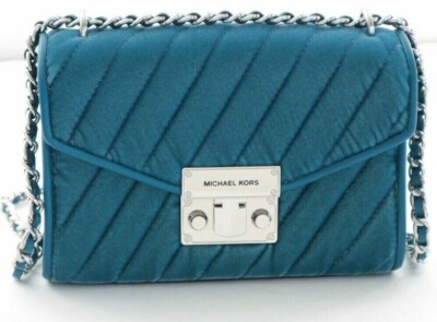 Michael Kors Rose Quilted Small Velvet Shoulder Flap  Michael Kors Rose Quilted Small Velvet Shoulder Flap Crossbody Bag Lagoon $448 main image 0