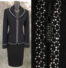 NWT NEW St John evening jacket knit black silver embellished suit blazer size 4