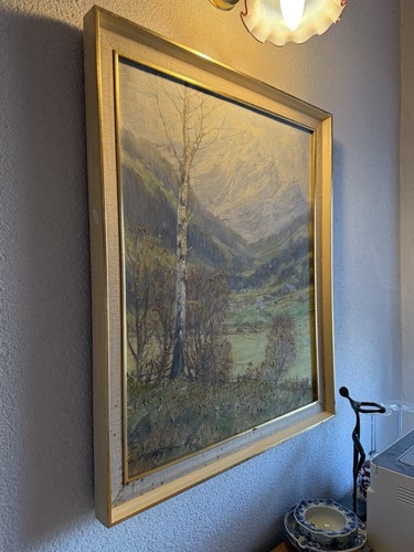 Pintura antigua pintura al óleo firmada Hans Münnich/Sajonia Chemnitz/Dachsteinebirge - Imagen 6 de 18