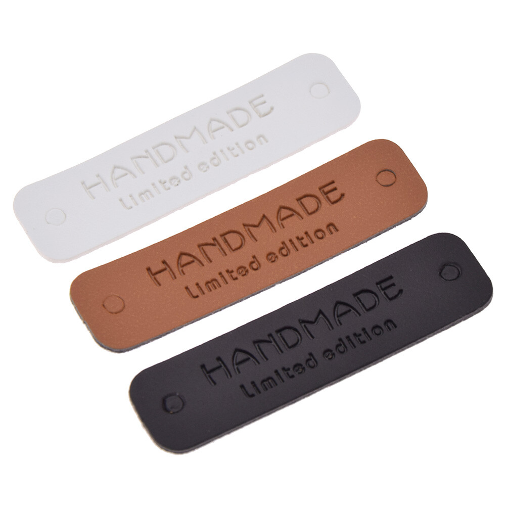30/48x HANDMADE Limited Edition Faux PU Leather Clothing Labels Garment