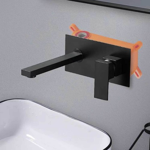 Bathroom Brass Wall Mounted Waterfall Spout Single Sink Faucet Basin Mixer Taps - Picture 3 of 7