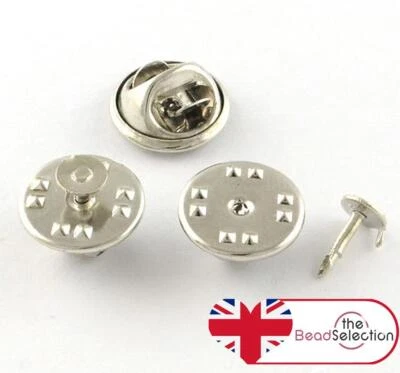 20 PIN BADGE BUTTERFLY BROOCH BACKS WITH PINS LAPEL CLASP SILVER PLATED TS75 - Image 1 of 3