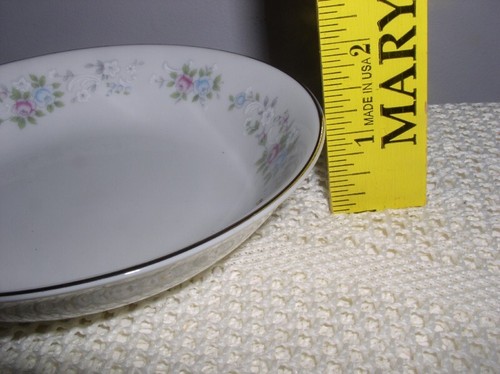 Carlton China Japan Corsage Fruit/Berry Bowl Pink Blue Flower Silver - Picture 3 of 4