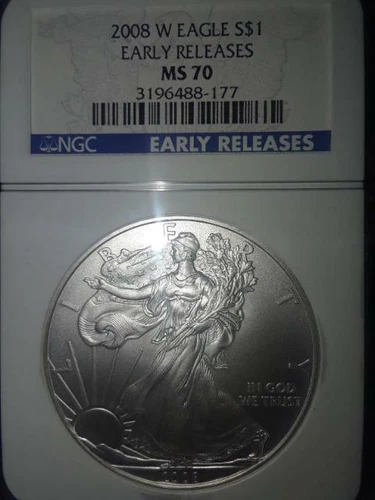 2008 W American Eagle S$1 Burnished  Silver - NGC MS 70 Early Releases