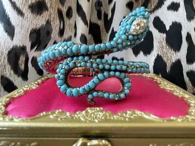 Betsey Johnson Mystic Baroque Turquoise Blue Snake Coil Wrap Bangle Bracelet