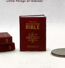 CATHOLIC BIBLE  1:12 Scale Miniature Readable Religion Book