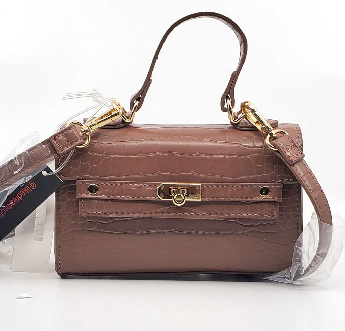 New Like Dreams Purple Vegan Leather Croc Top Handle Mini Satchel