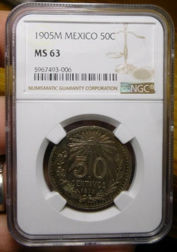 1905 50c Mexico 50 Centavos NGC MS 63