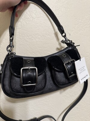 NWT Coach Ashton Bag In Signature Canvas Gunmetal Black Cy658 | eBay