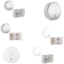 Toilettenpapier Spender Jumborollen 32 cm Ø abschließbar Edelstahl weiß