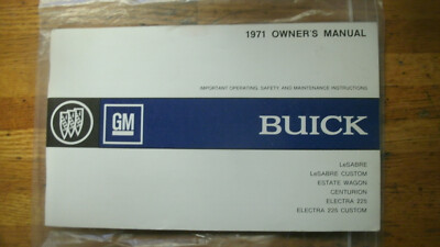 NOS 1971 Buick Lesabre Kombi Centurion Electra 225 Unbenutzt Owners Manuell