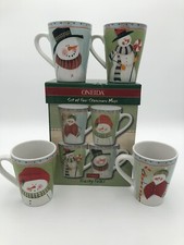 Oneida Set of four stoneware MUGS Snowmen Fro...