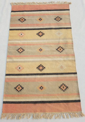 Vintage Traditioneller Handgefertigter Türkischer Kelim Teppich für Wohndeko 152x89 cm