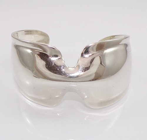 Robert Lee Morris Sterling Silver Modernist Pinched Wide Cuff Bracelet LNE2 - Picture 3 of 5