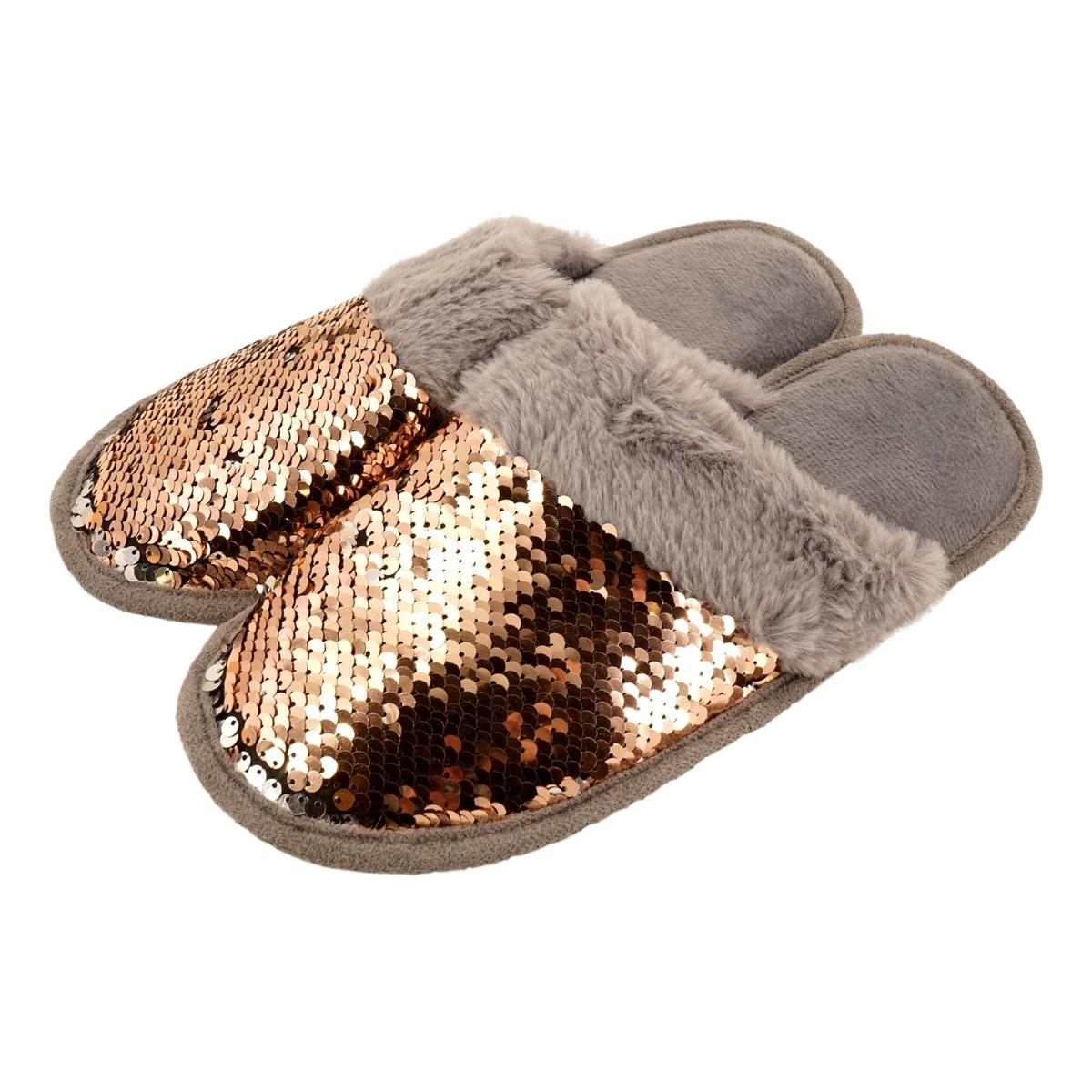 Smart Trend Reversible Sequin Slippers Women 1 Pair Gold and Silver Sequins