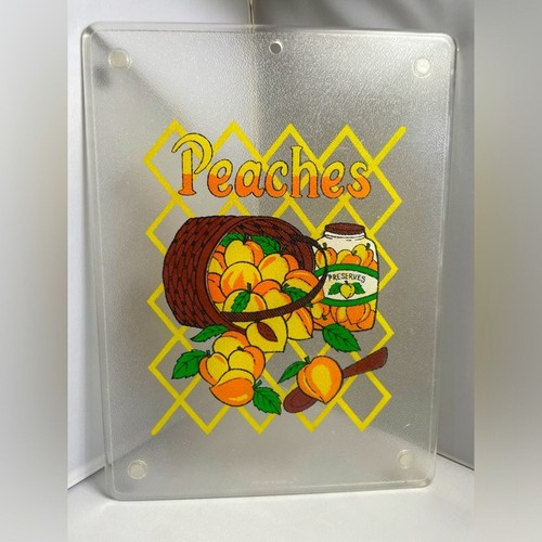 Retro Cutting Board with Basket of Peaches & Preserves EUC