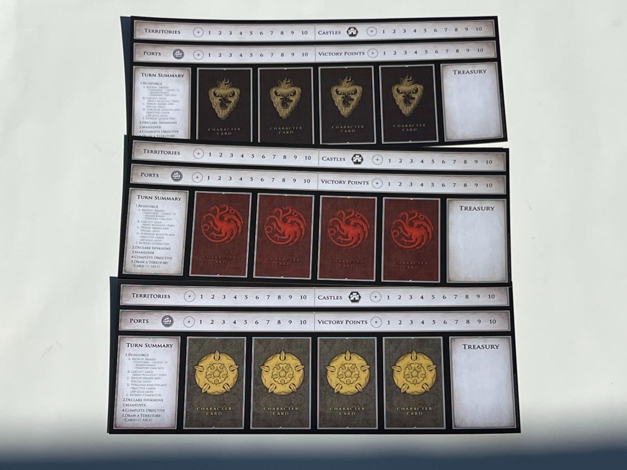 Risk Game of Thrones 6 Player Boards Character Replacement Pieces USAopoly