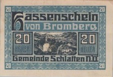 20 HELLER 1920 City of SCHLATTEN Lower AUSTRIA Notgeld Banknote #PF133.U