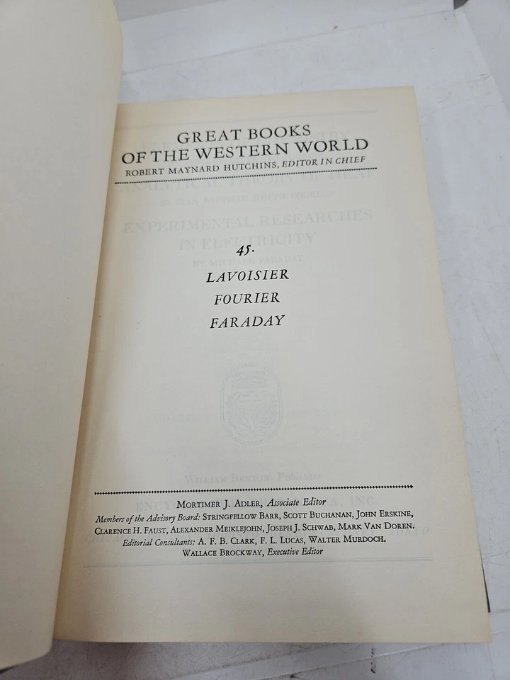 Britannica Great Books of the Western World VOL 45 Lavoisier 1952 First Print Foto 4 de 4