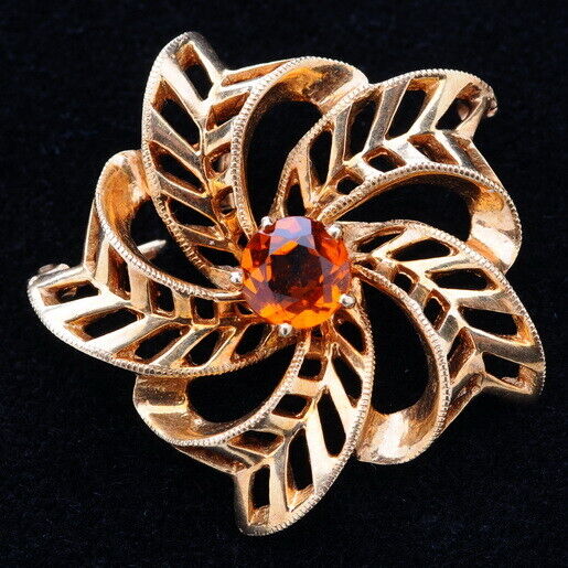 Rare 14K Gold and Topaz Shiman Flower Pin or Pend… - image 1
