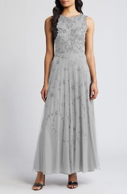 princess polly baby blue dress Pisarro Nights Beaded Mesh Midi Cocktail Dress main image 0