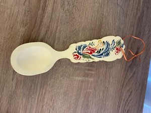 DECORATIVE WALL HANGING WOOD SPOON HAND PAINTED SIGNED AWL 86' 9" LONG 2" WIDES
