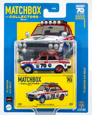 2023 Matchbox Collectors #03 '70 Datsun 510 Rally WHITE | RED