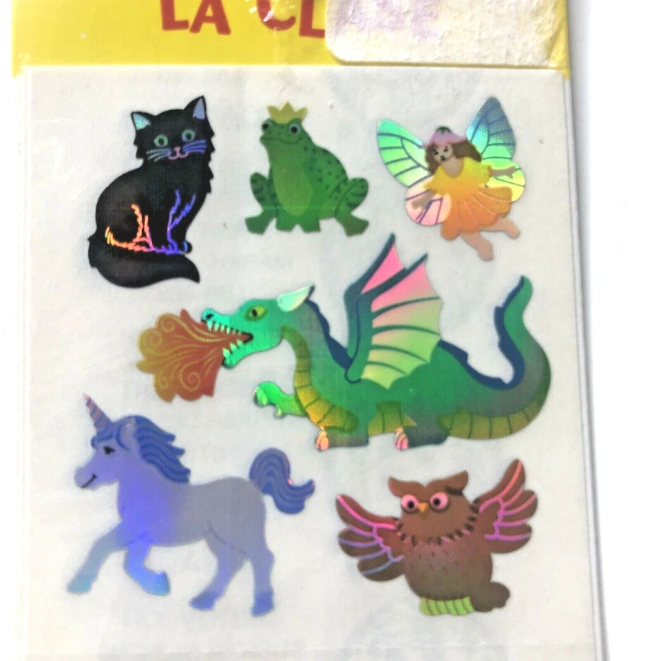 Pegatinas Prismáticas Sandylion De Colección Unicornio Mítico Dragón Hada Gato Rana Búho  Foto 2 de 4