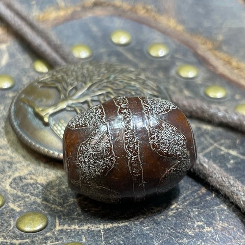 Ancient Tibetan DZI Beads Old Agate Tiger Teeth Totem Talisman GZI 21×17mm #1978 - Foto 3 di 13