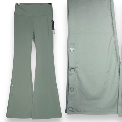 Velocity Active Stretch Flare Leggings M High Rise Side Snap Slits Full Length