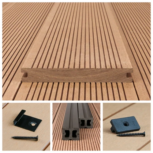 WPC Massiv Terrassendielen Premium Dielen 3m-5m, 5 Farben Komplettbausatz 6-90m² - Bild 1 von 43