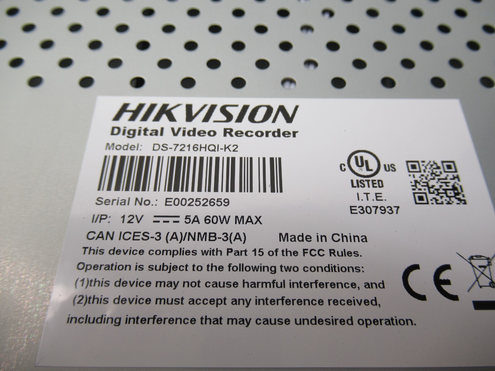HIKVISION DS-7216HQI-K2/P 16 CHANNEL Digital Video Recorder