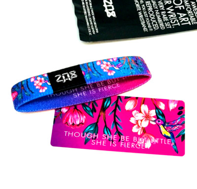 ZOX *THOUGH SHE BE BUT LITTLE SHE IS FIERCE* Silver Single med MYS band w/Card