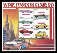 Liberia 2003 - The Automobile Age - Ferrari Datsun Cars - Sheet of 6 Stamps MNH
