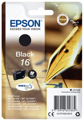 Original Epson 16, Pen Black Tintenpatrone T1621 C13T16214012 *WÄHLEN SIE IHR MODELL*