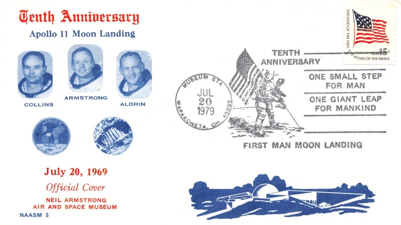 10th ANNIVERSARY APOLLO 11 WAPAKONETA ASTRONAUTS CACHET SLOGAN CANCEL - SC#1597