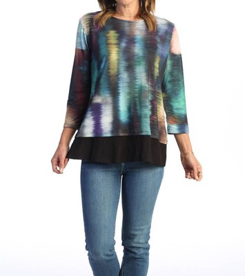 Jess & Jane Reflections Sublimination Contrast Hem Top Multi-Color